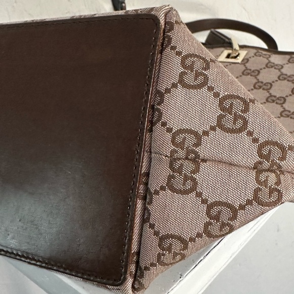 GUCCI GG canvas tote leather EXC COND signature print classic luxury bag - Picture 5 of 10